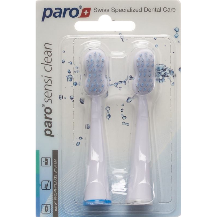 Brosse à dents de rechange Paro sensi-clean sur brosse à dents sonique 2 pcs