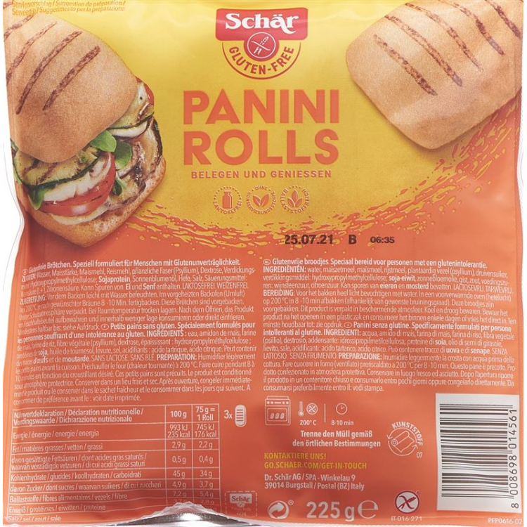 Schär Panini Rolls gluten free 225 g