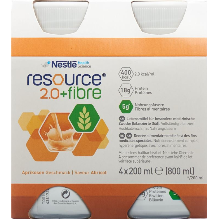 Resurs 2.0 Fiber Aprikoza 4 x 200 ml