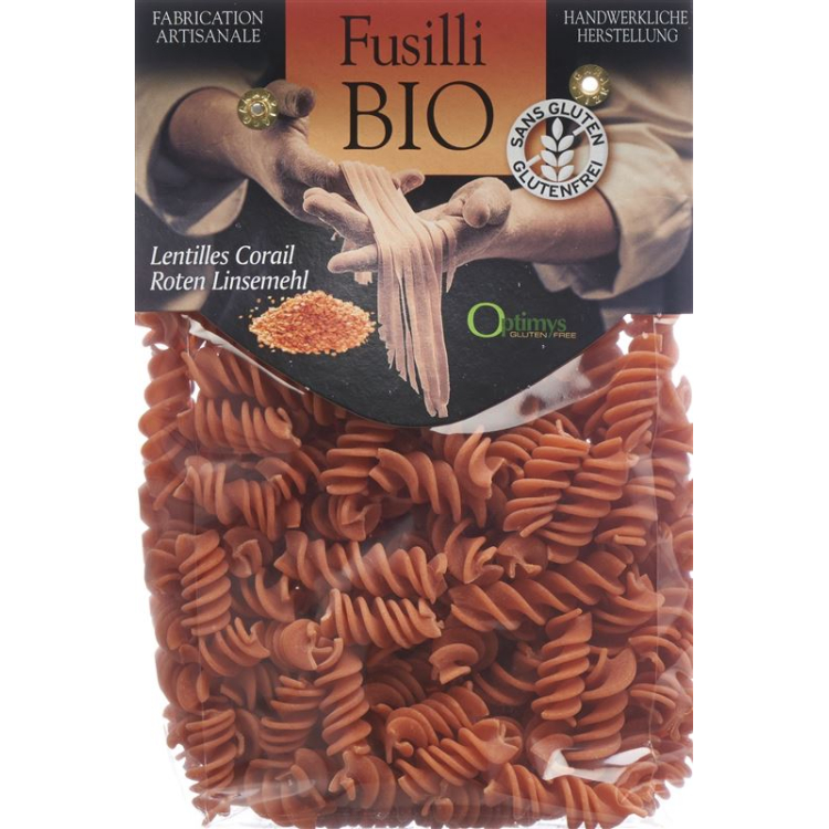 Optimys red lentil flour fusilli Bio Btl 250 g