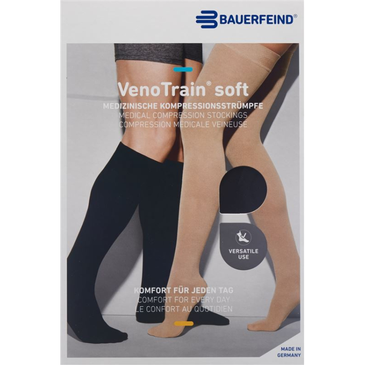 VenoTrain SOFT A-D KKL2 S plus / short closed toe Black 1 Pair