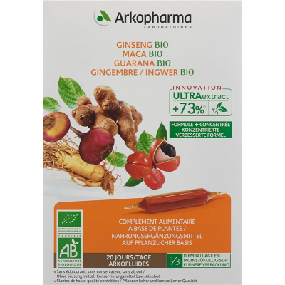 Arkofluide Ginseng Maca Guarana Ginger Trinkamp Organic 20 pcs