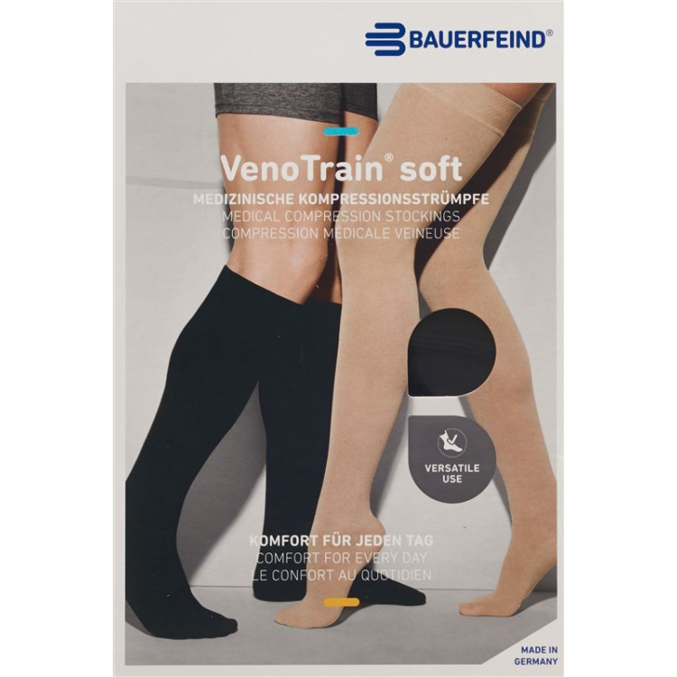 VenoTrain SOFT A-D KKL2 normal L / long open toe Black 1 Pair