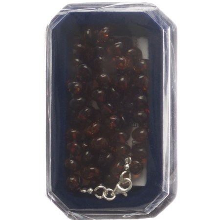 Amberstyle ქარვისფერი ყელსაბამი კონიაკი მუქი 36 სმ ლობსტერული სამაგრით