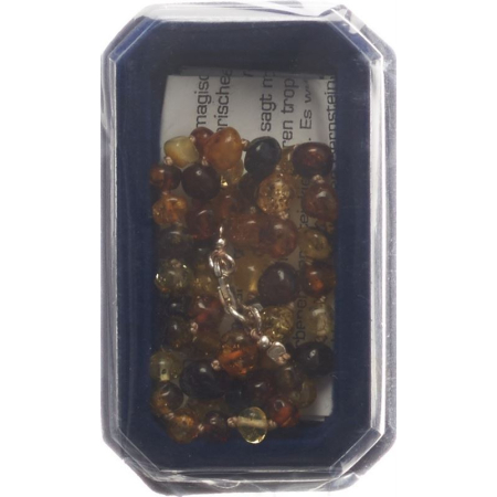 Kalung Amberstyle amber multiwarna mengkilap 32cm dengan carabiner