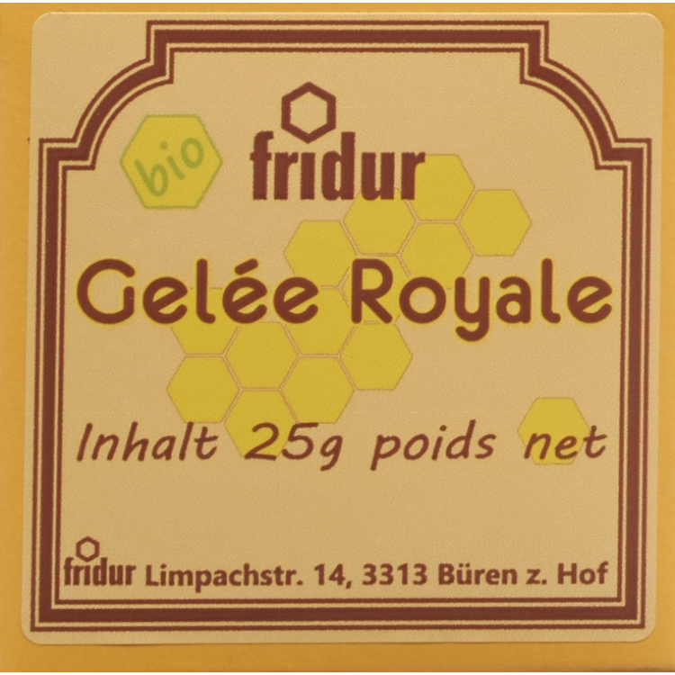 Frasco de geléia real orgânica Fridur 100 g