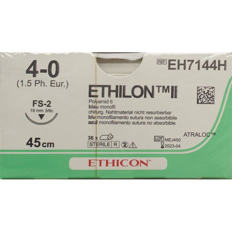 ETHILON II 45cm 파란색 4-0 FS-2 36개