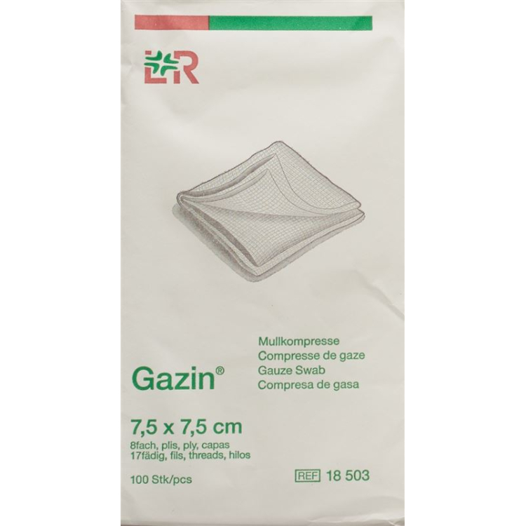 Gazin gauze compreses 7.5x7.5cm 8-ჯერ არასტერილური 100 ც.