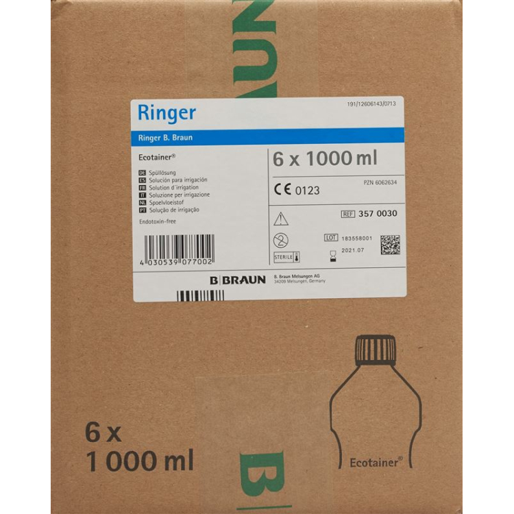 Ringer B. Braun yuvish eritmasi 1000ml Ekotainer 6 dona