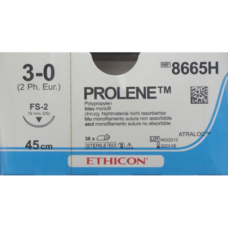 PROLENE 45 ס"מ כחול 3-0 FS-2 36 יח'