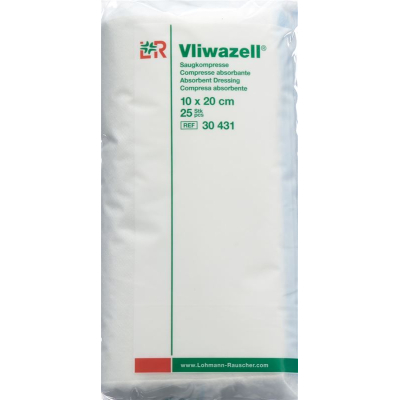 Vliwazell absorberende kompres 10x20cm 25 stk