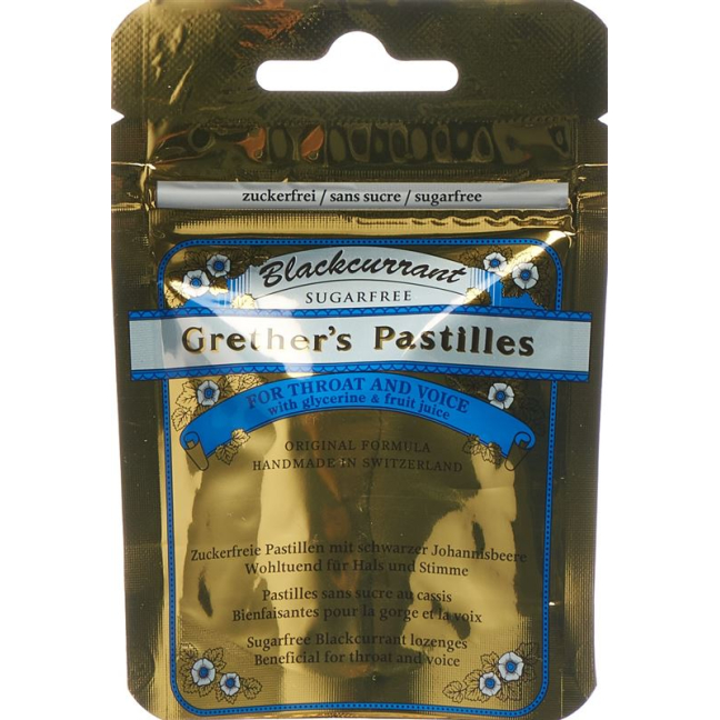 Grethers Pastillen z čiernych ríbezlí ohne Zucker Btl 110 g