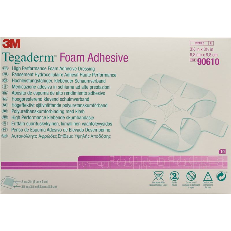 3M テガダーム フォーム 5x5cm 粘着剤 10 個