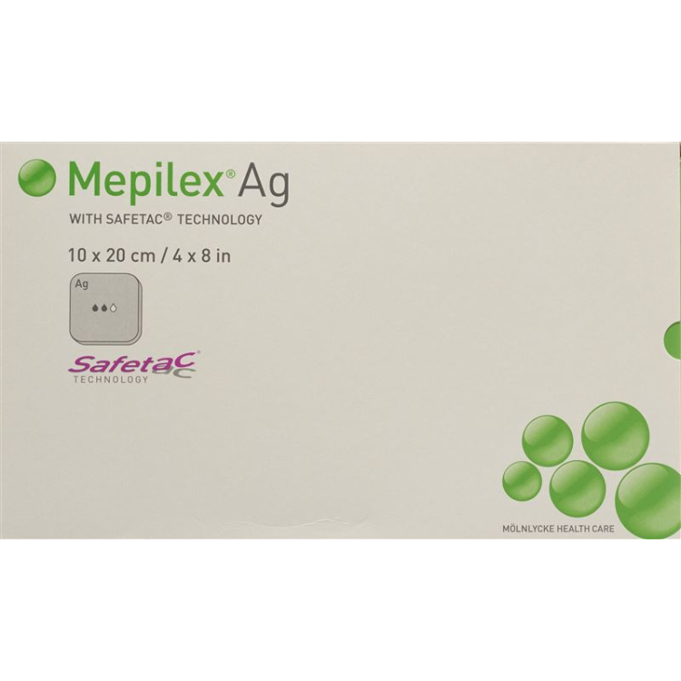 Mepilex Ag foam dressing Safetac 10x20cm silicone 5 pcs