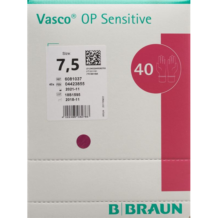 Рукавички Vasco OP Sensitive розмір 7,5 стерильні латексні 40 пар