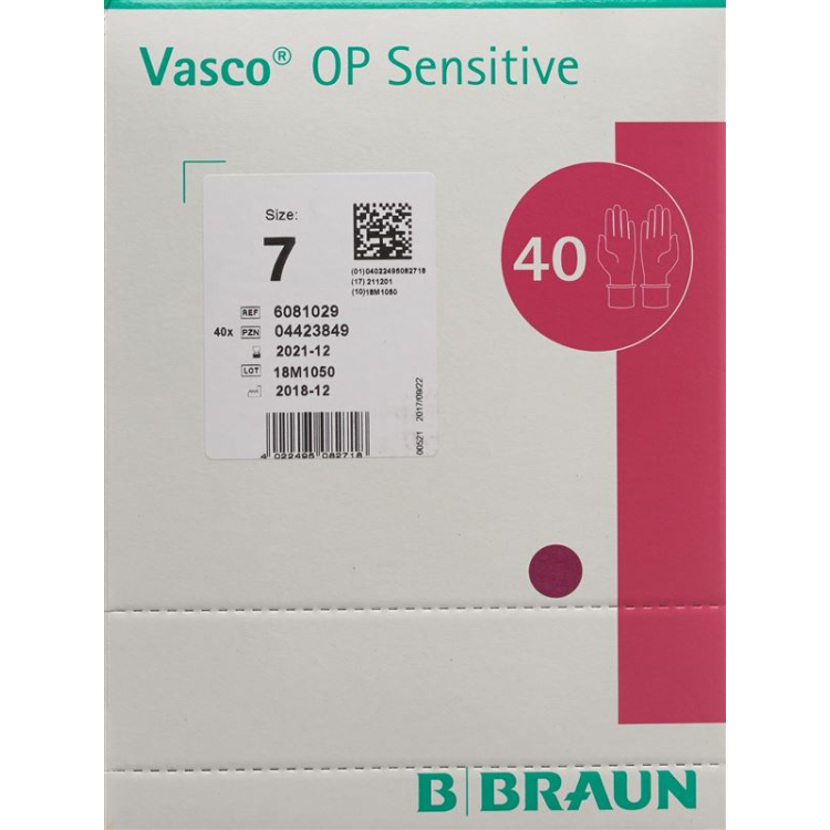 Luvas Vasco OP Sensitive tamanho 7.0 látex estéril 40 pares