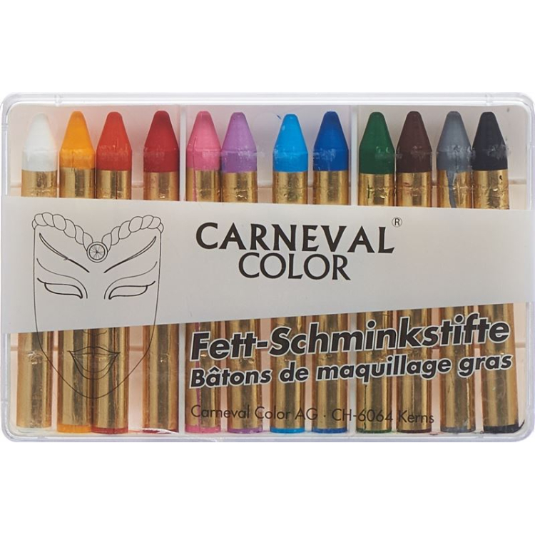 Carneval Color grease მაკიაჟის ჩხირები ასორტიმენტი 12 ც