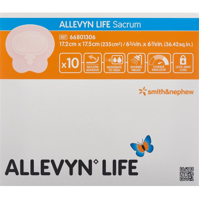 Allevyn life sacrum silicone foam dressing 17.2x17.5cm 10 pcs