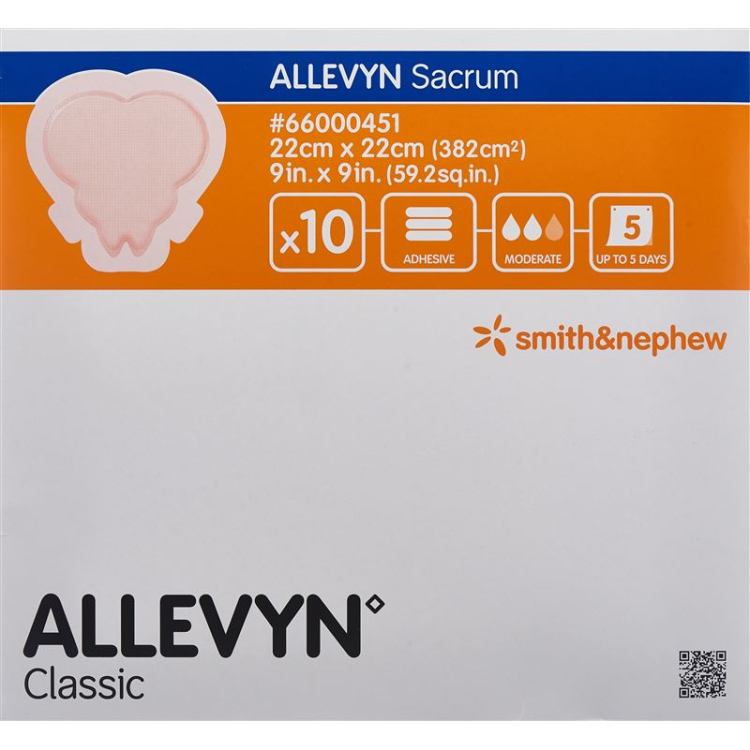 Allevyn Adhesive Sacrum Dressing 22x22cm 10 stk