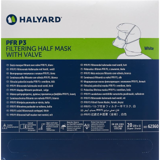 Halyard PFR P3 TBC ნახევარი ნიღაბი თეთრი Disp 20 ც