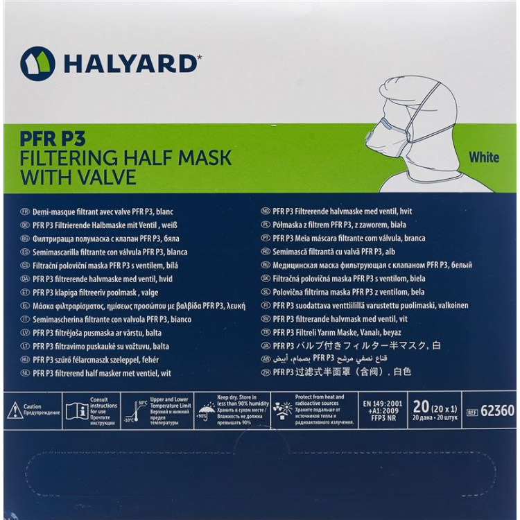 Halyard PFR P3 TBC Polomaska ​​bílá Disp 20 ks