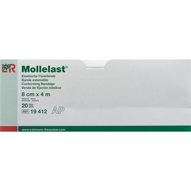 תחבושת קיבוע אלסטית Mollelast 8cmx4m לבן 100 יח'