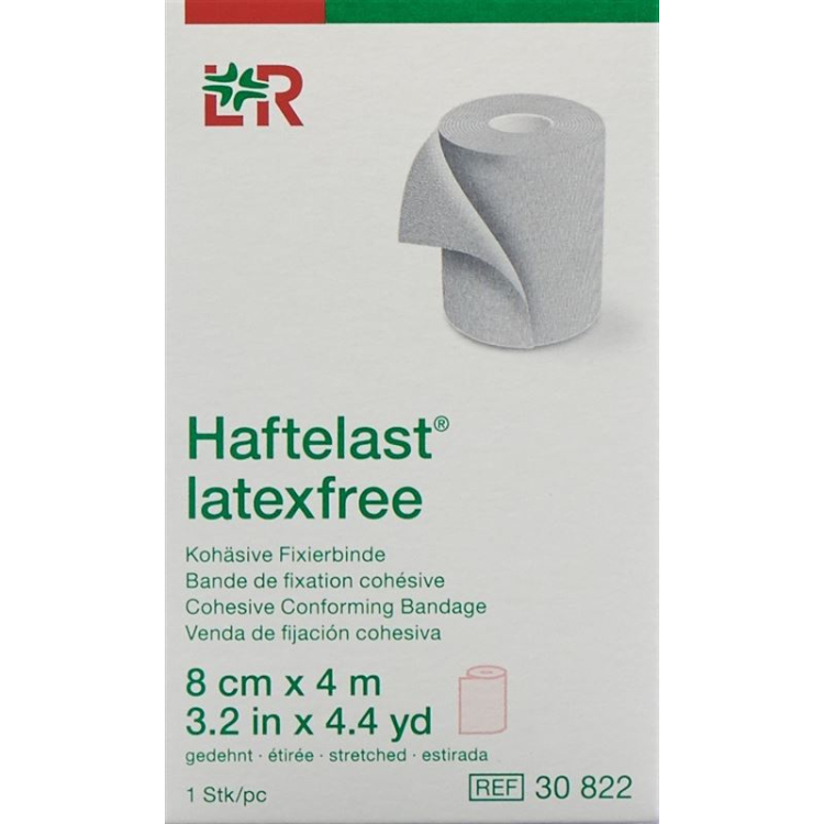 Haftelast latexfritt sammanhängande fixeringsbandage 8cmx4m kräm