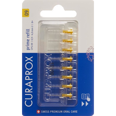 Curaprox cps 09 prime refil interdentalbürste gelb 8 stk