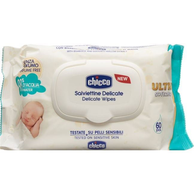 Chicco cleaning wipes ULTRASSOFT & PURE 0m+ 60 pcs