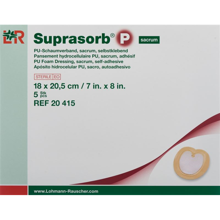 Suprasorb P көбік қоспасы 18х20,5 см сакрум өздігінен жабысатын 5 дана