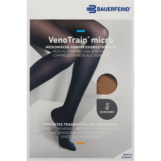 VenoTrain MICRO A-G KKL2 S plus / long open toe caramel adhesive tape tufts 1 pair