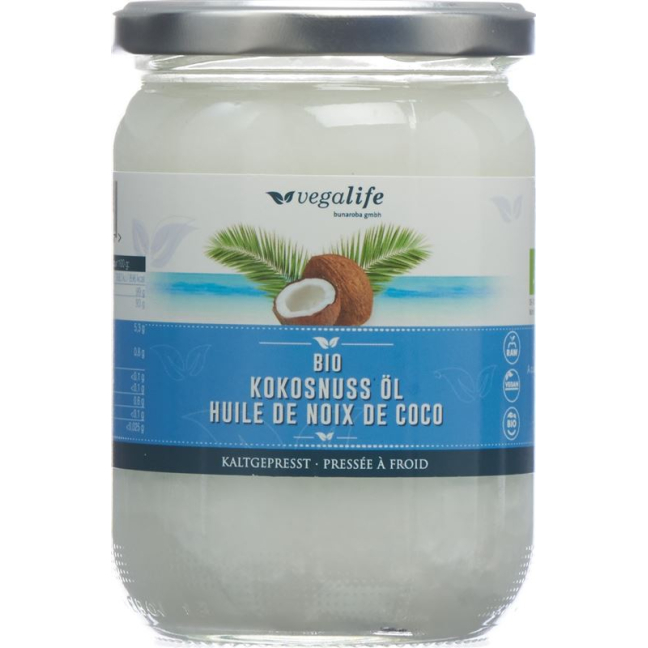 Vegalife coconut oil glass 500 ml