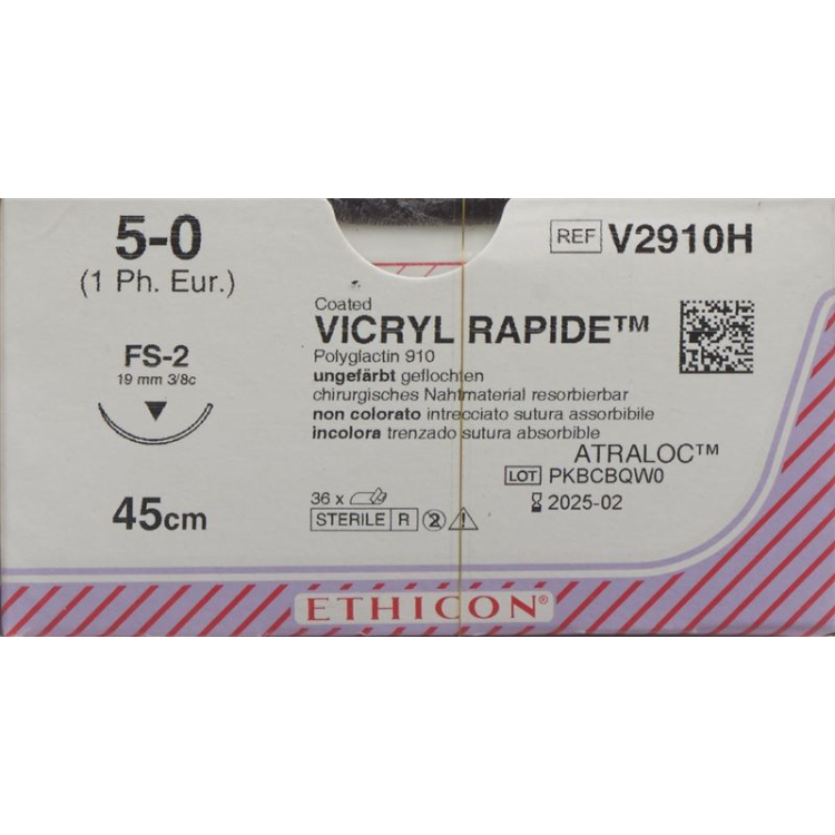 VICRYL RAPID 45cm não tingido 5-0 FS-2 36 unid.