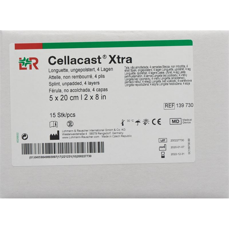 Cellacast Xtra longuettes 5cmx20cm finished section unpadded 15 pcs