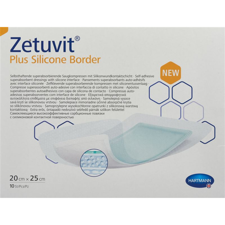 Zetuvit Plus Silicone Border 20x25cm 10 pcs