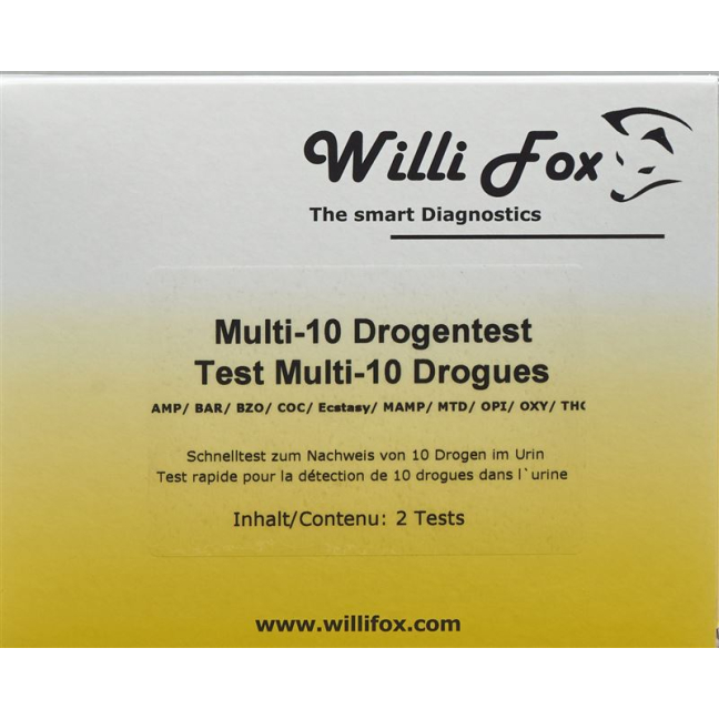 Willi Fox test na droge multi 10 zdravil urin 10 kos