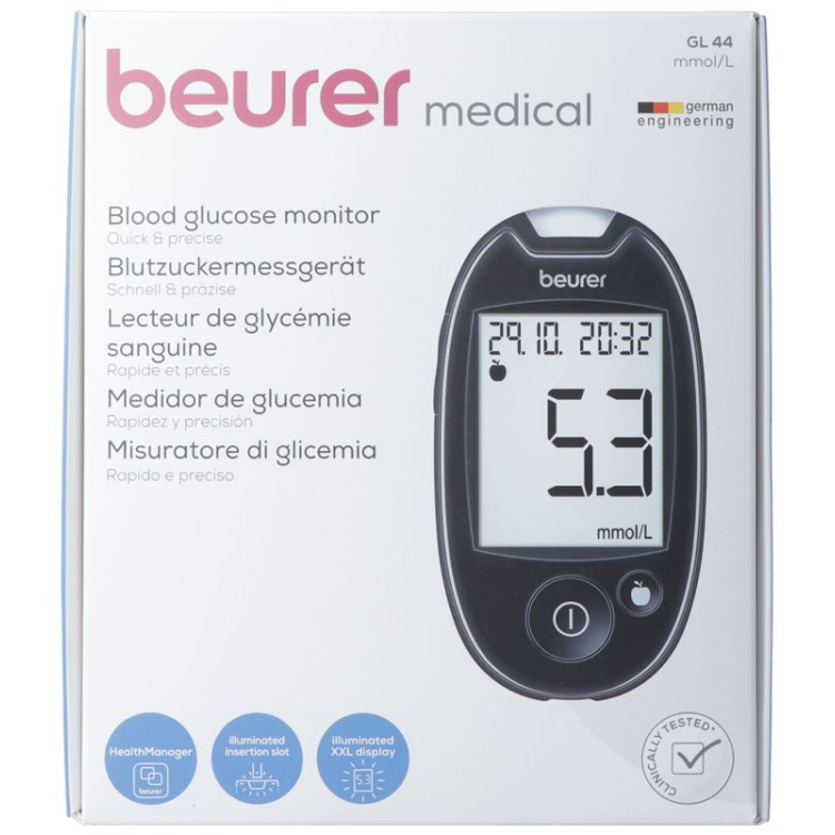 دستگاه اندازه گیری قند خون Beurer آسان برای استفاده GL44 mmol/L