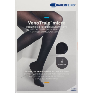 VenoTrain MICRO A-G KKL2 L plus / short closed toe black pressure-sensitive tape tufts 1 pair
