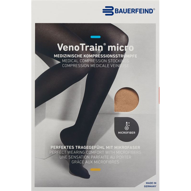 VenoTrain MICRO A-G M KKL2 normal / short closed toe cream adhesive tape tufts 1 pair