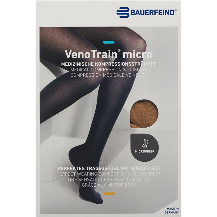 VenoTrain MICRO A-G M KKL2 normal / long closed toe caramel adhesive tape tufts 1 pair