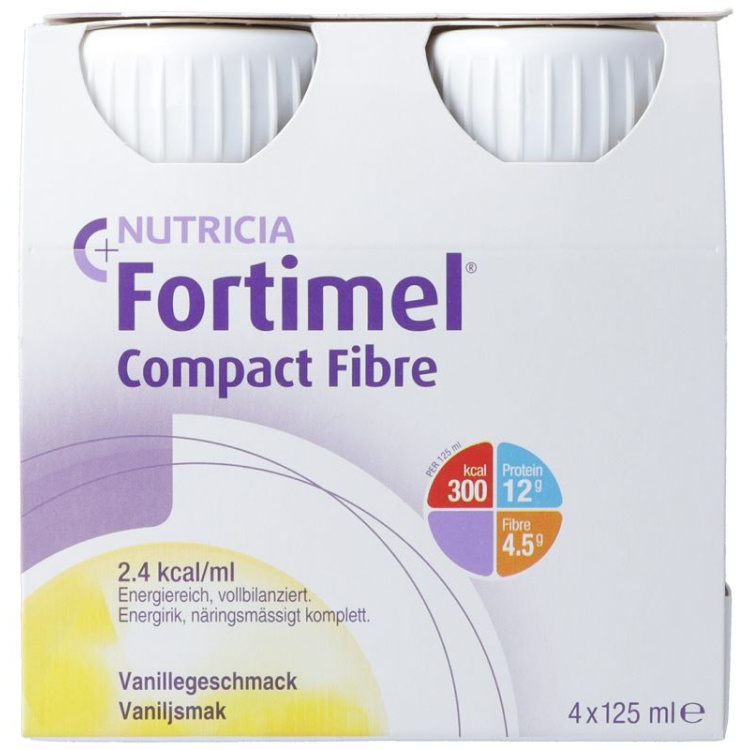 Fortimel Compact Fiber Vanilje 4 flasker 125 ml