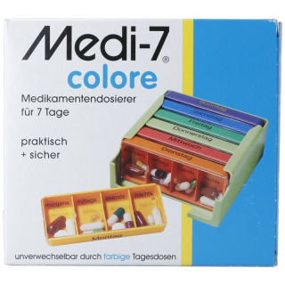 Sahag Medi-7 medication dispenser 7 days 4 compartments per day colorful d