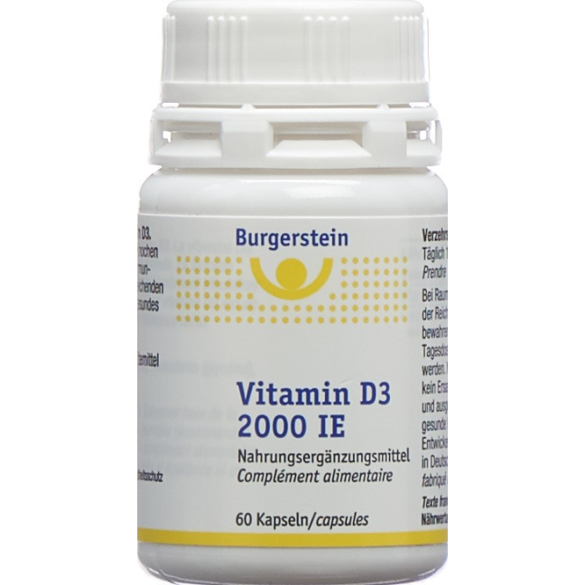 Burgerstein Vitamin D3 kapsule 2000 IU pločevinka 60 kosov