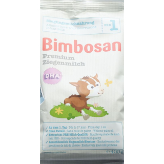 Bimbosan Premium თხის რძე 1 ბავშვის რძის შემავსებელი ტომარა 400 გრ