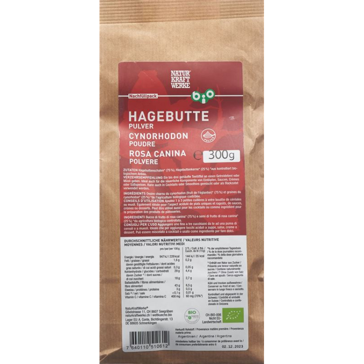 Naturkraftwerke Rose Hip Powder Organic 1000 g