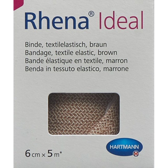 Rhena Ideal-ის ელასტიური სახვევი 6cmx5m კანის ფერის
