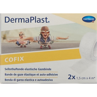 DERMAPLAST COFIX gauze bandage 1.5cmx4m white 2 pcs