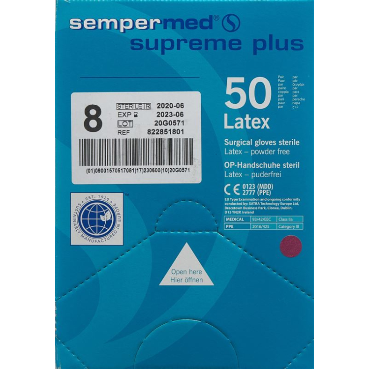 Sempermed Supreme Plus OP Handschuhe 8 معقم 50 Paar