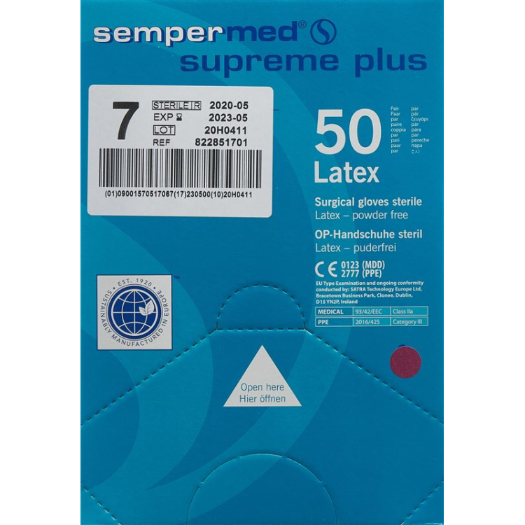 Sempermed Supreme Plus surgical gloves 7 sterile 50 pairs