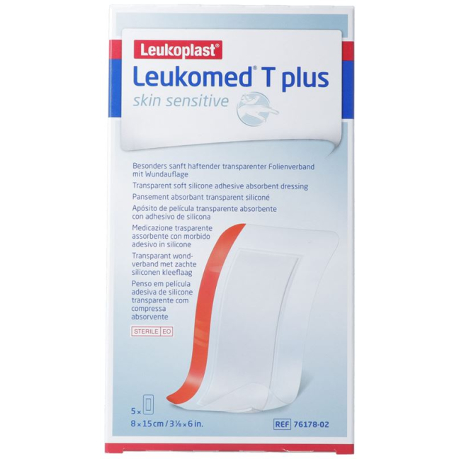 Leukomed T plus pelle sensibile 8x15cm 5 Stk